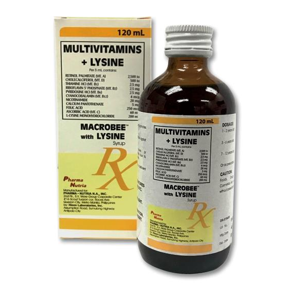 MACROBEE WITH LYSINE Multivitamins / Lysine Syrup 120mL price in the